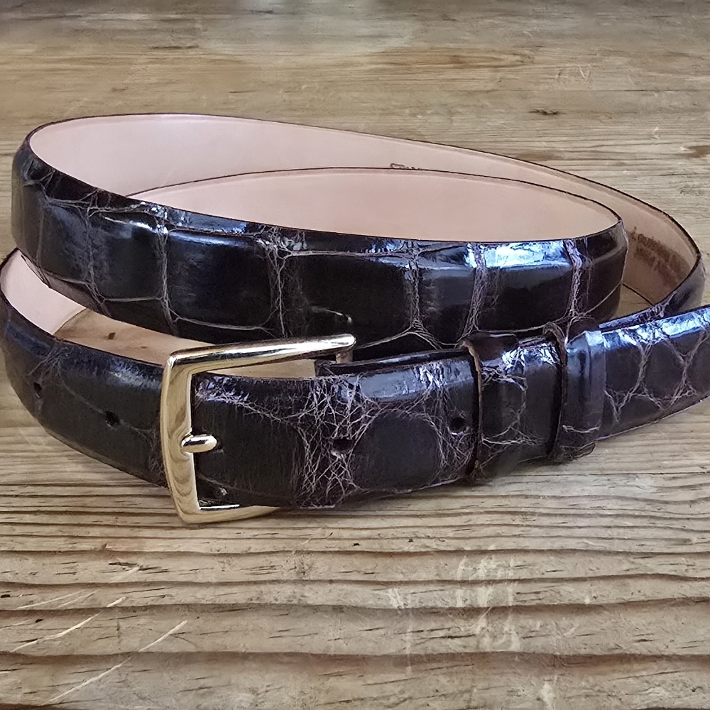 Stanley Korshak American Alligator Belt In Brown Sz 42 NWOT